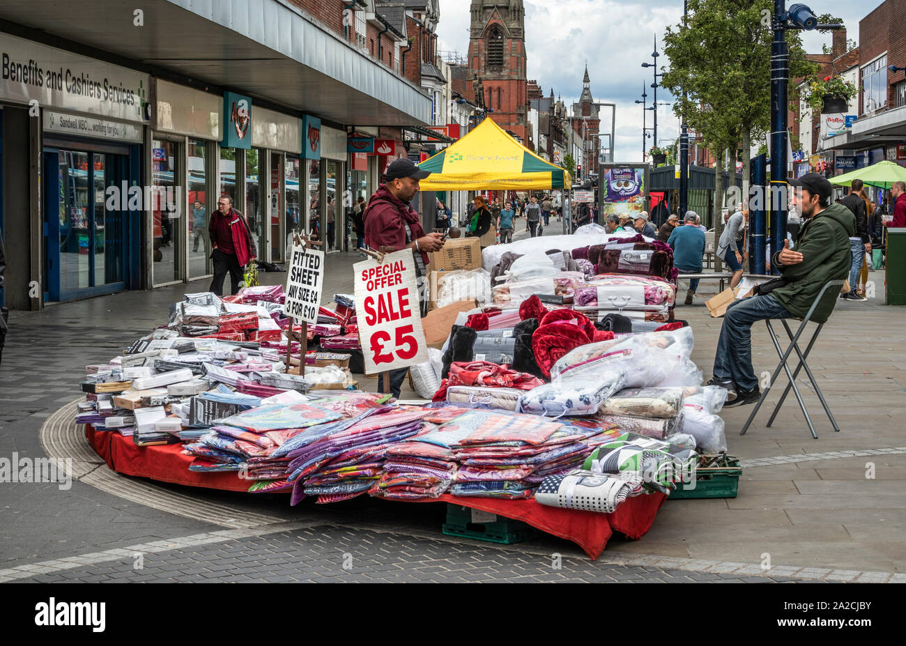 Local outdoor market stall, High Street, West Bromwich, West