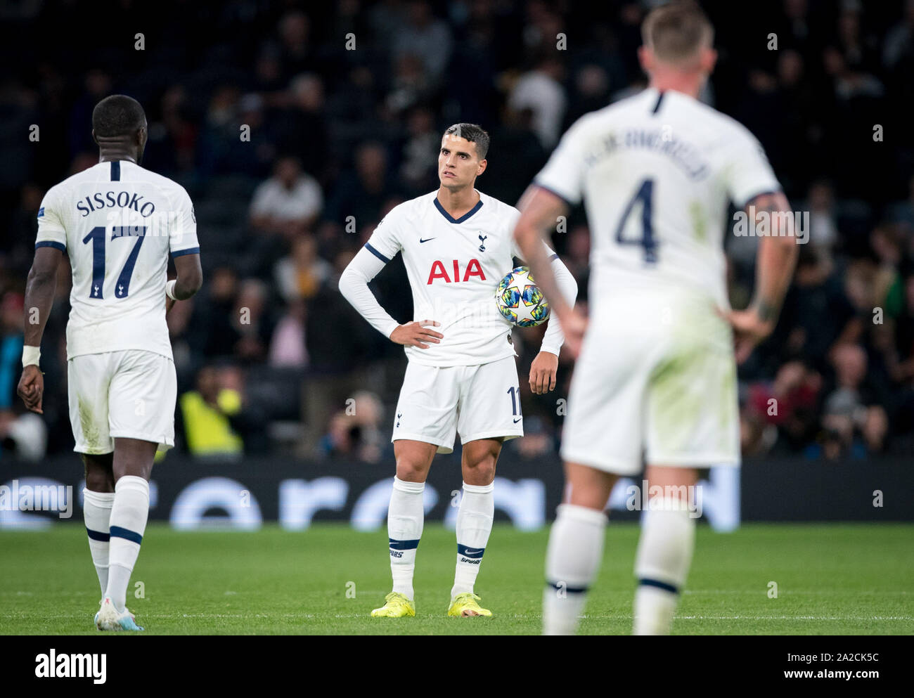 London, UK. 01st Oct, 2019. Erik Lamela of Spurs after Bayern Munich 7th goal during the UEFA Champions League group match between Tottenham Hotspur and Bayern Munich at Wembley Stadium, London, England on 1 October 2019. Photo by Andy Rowland. Credit: PRiME Media Images/Alamy Live News Stock Photo