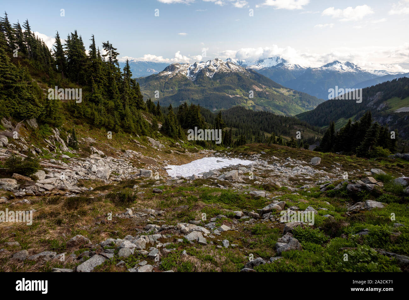 Scenic summer view of the coast mountains of British Columbia. Stock Photo
