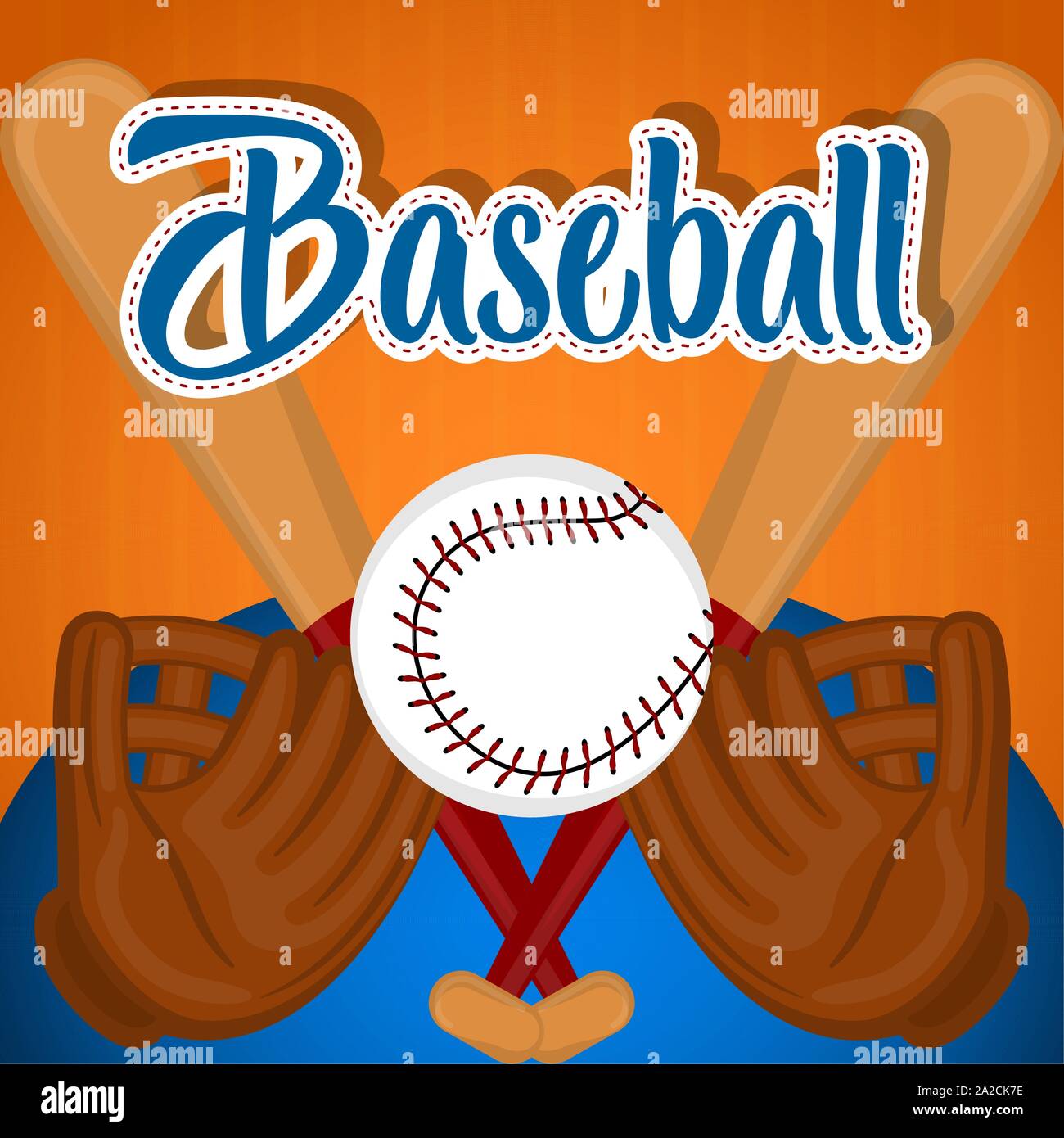Baseball poster with a baseball gloves, bats and ball - Vector Stock ...