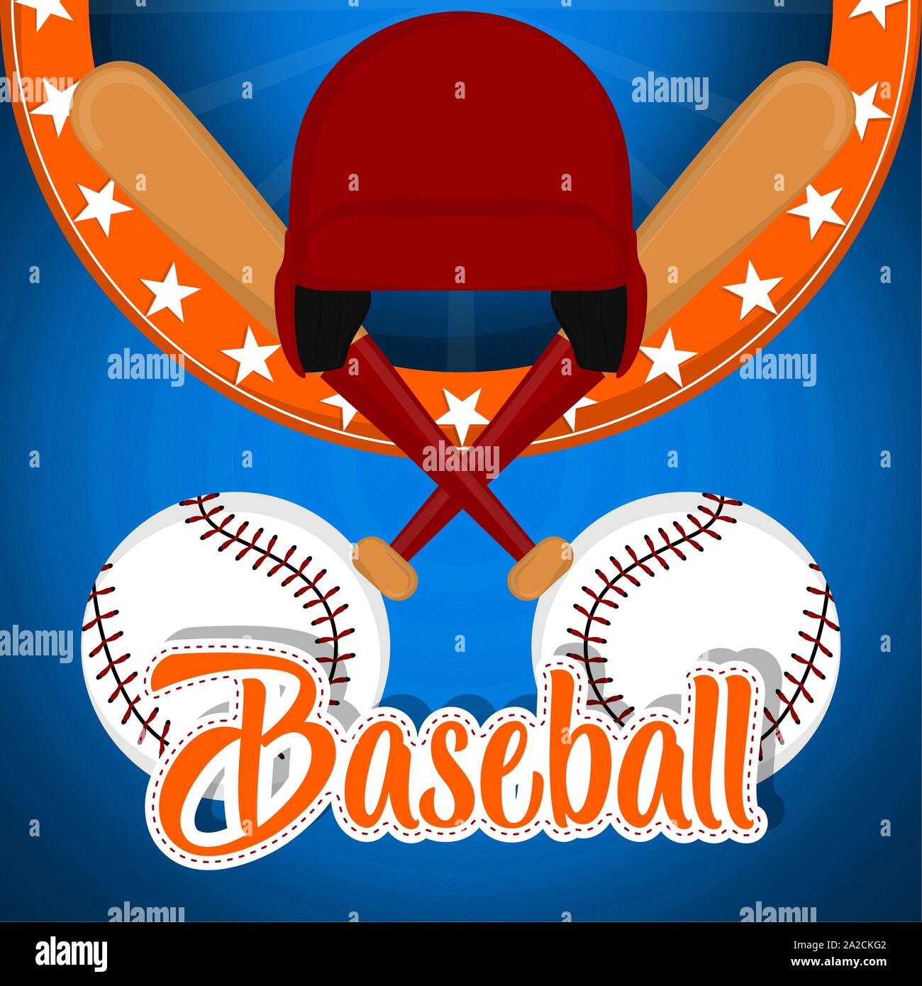 Baseball poster with a baseball helmet, bats and ball - Vector Stock ...