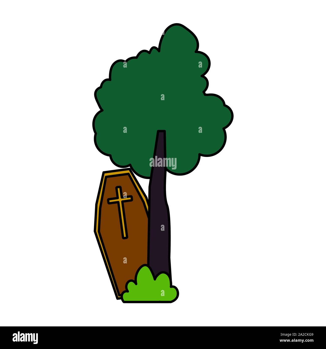 coffin tree trick or treat happy halloween vector illustration Stock ...