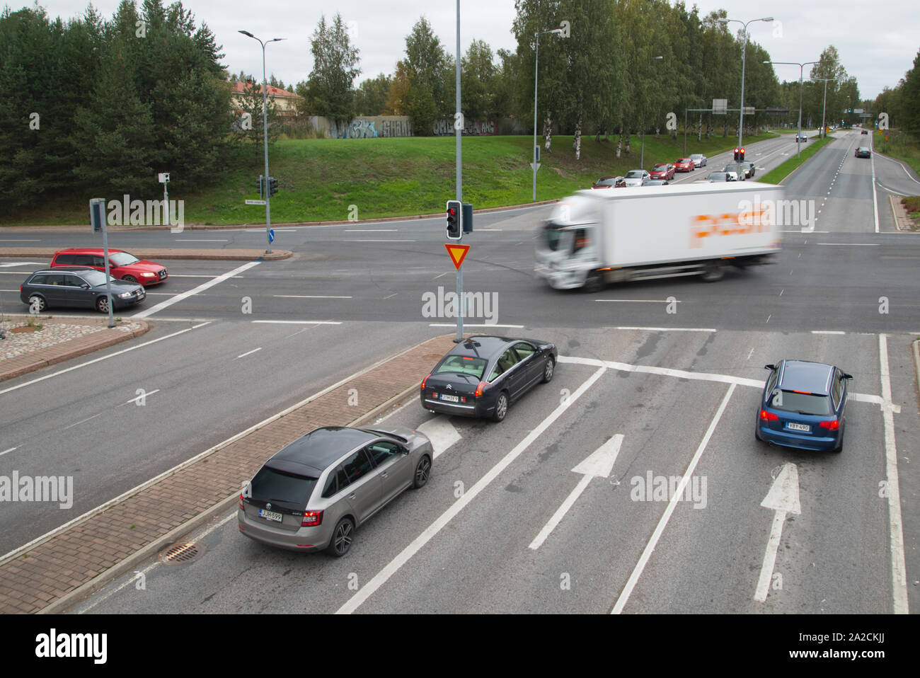 Traffic in Oulu, Finland Stock Photo
