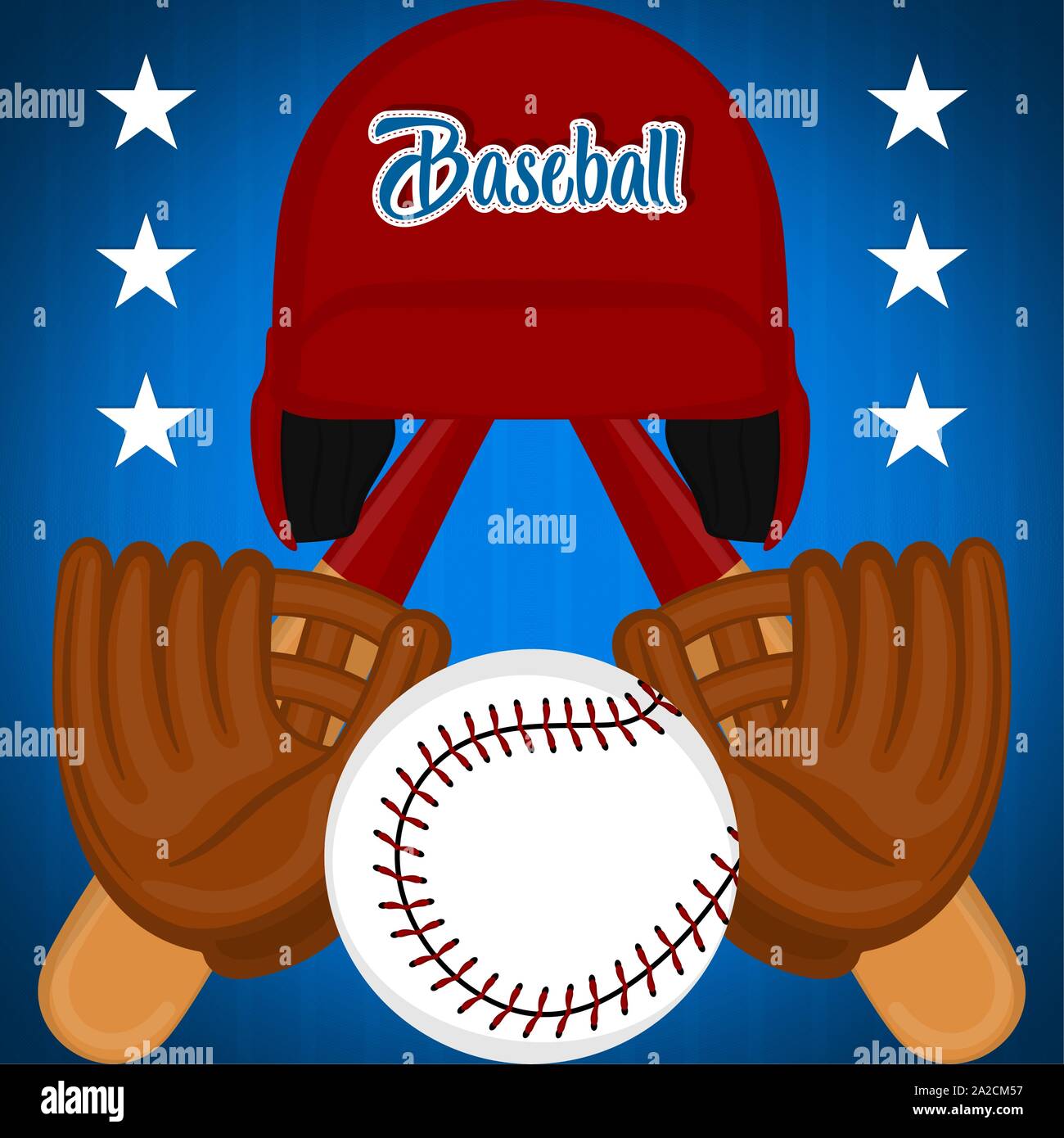 Baseball poster with a baseball gloves, bats and ball - Vector Stock ...