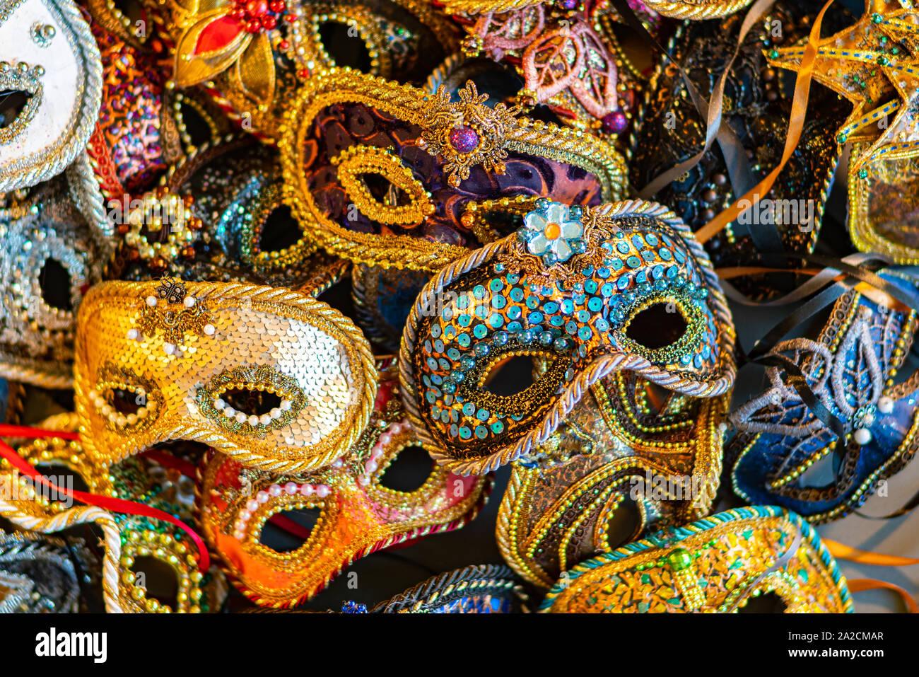 Traditional, Venetian carnival masks, hand-made. Stock Photo