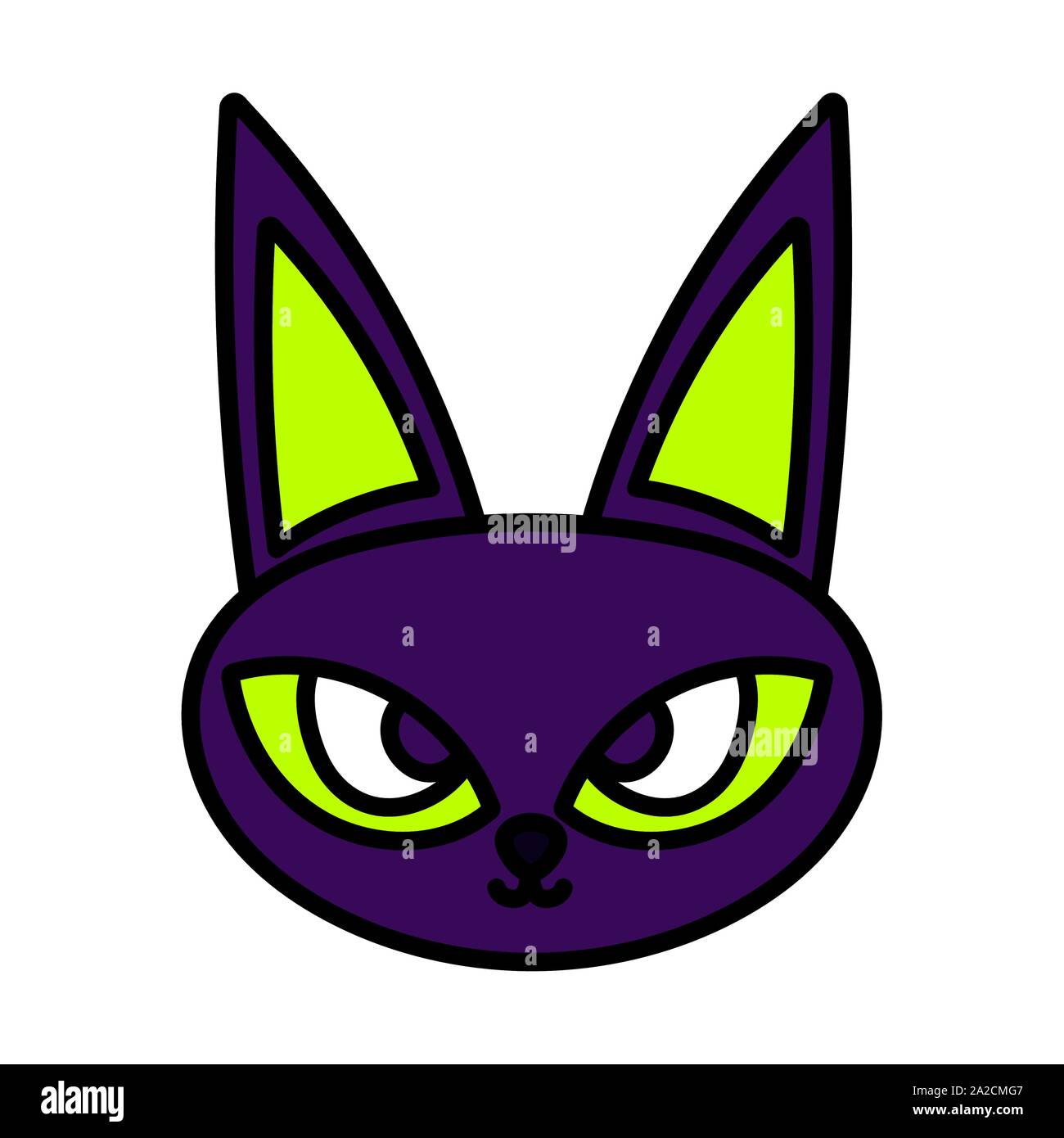 black cat face trick or treat happy halloween vector illustration Stock ...
