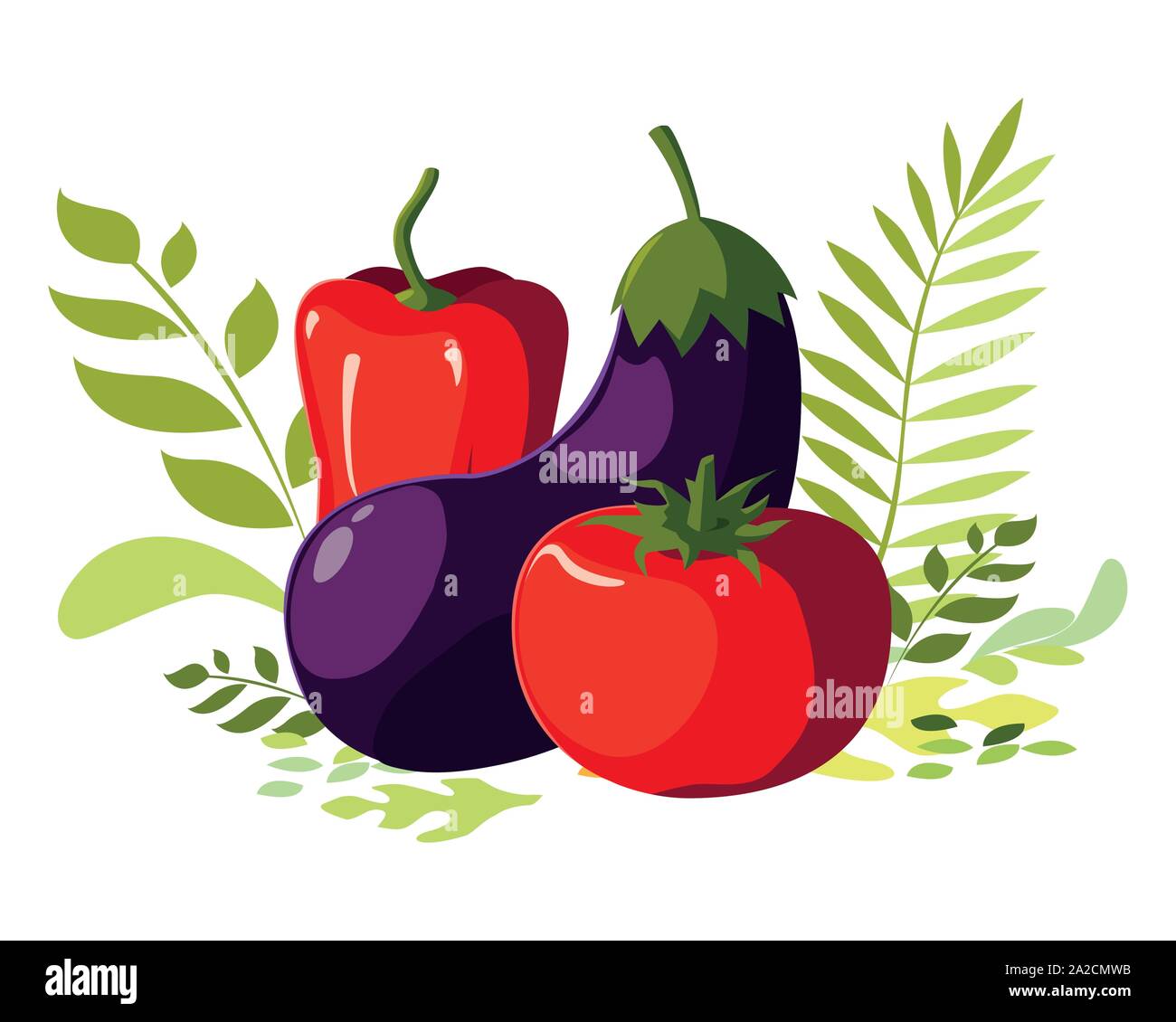 Vegetables set design, organic food healthy fresh natural market and ...