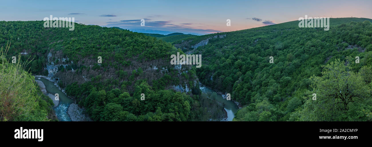 A panorama picture of the Motsameta Monastery Canyon, near Kutaisi. Stock Photo