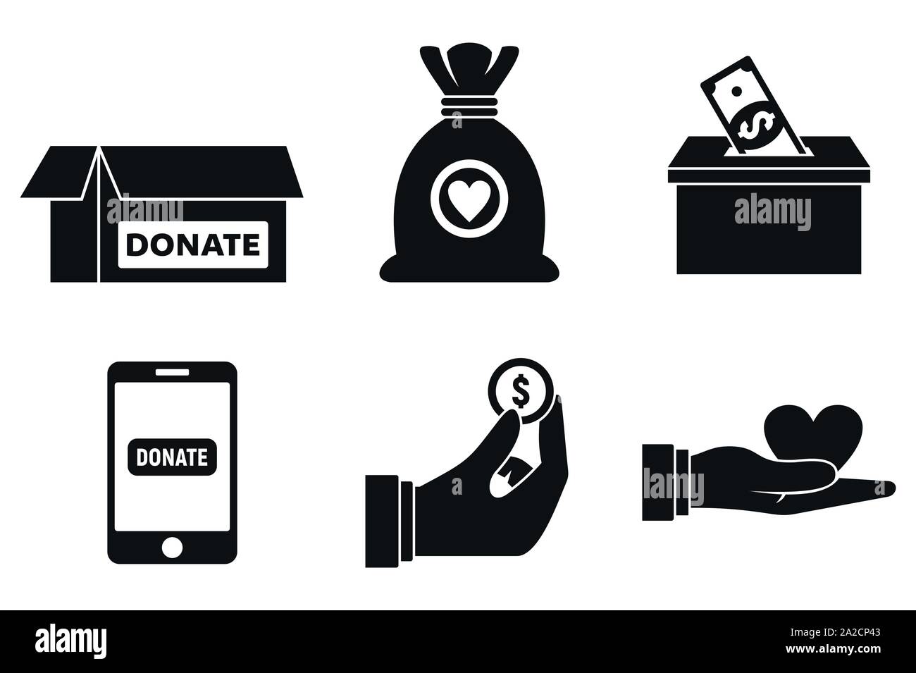 Nonprofit donations icons set. Simple set of nonprofit donations vector icons for web design on white background Stock Vector