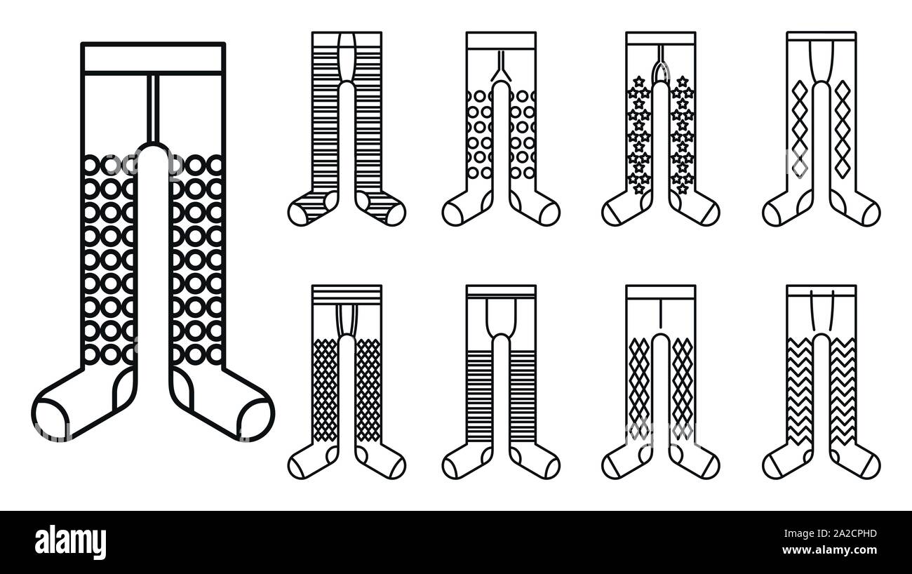 Tights wear icons set. Outline set of tights wear vector icons for web