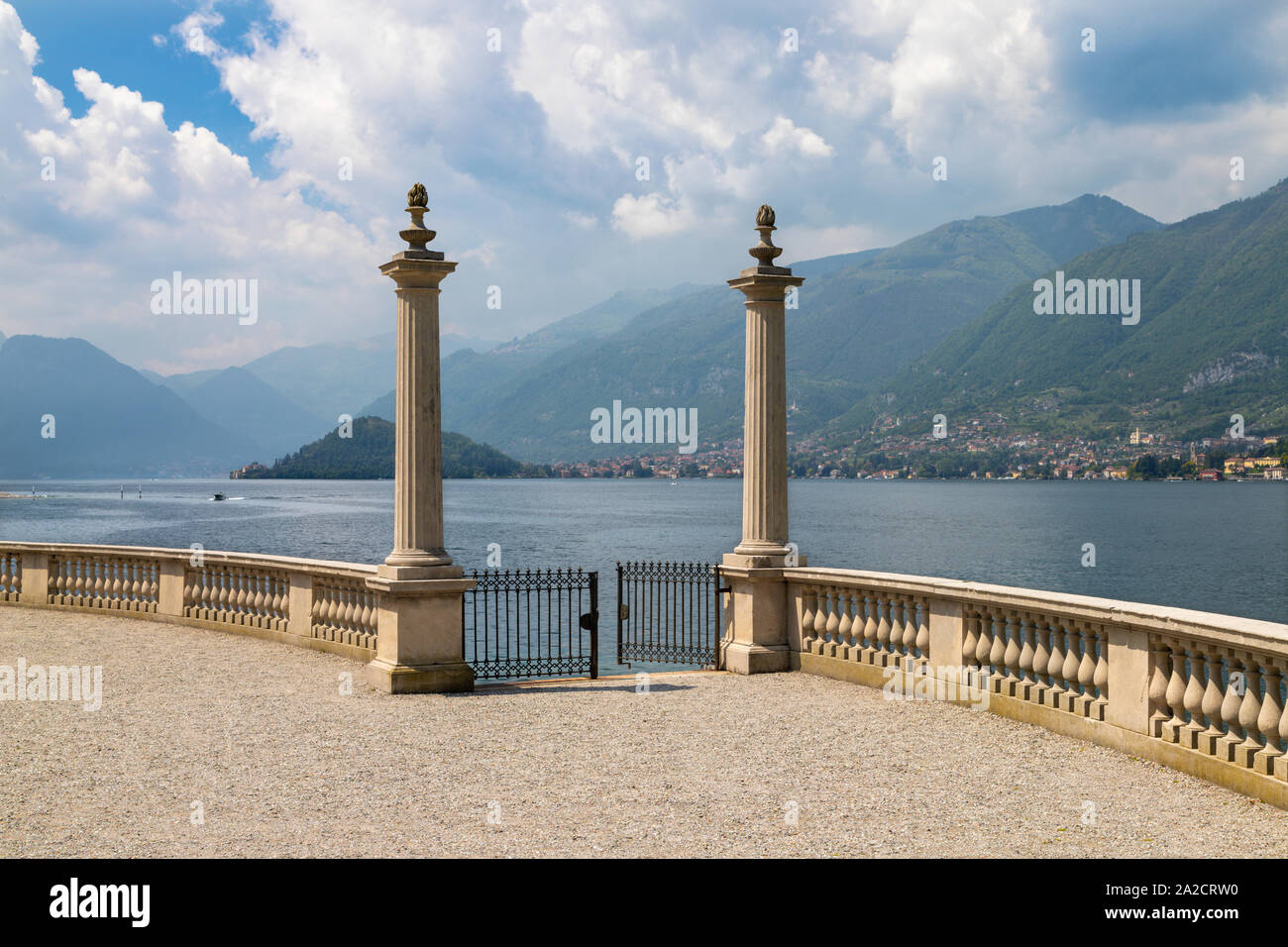 BELAGGIO, ITALY - MAY 10, 2015: The promenade of Villa Melzi on the lake Lago di Como. Stock Photo