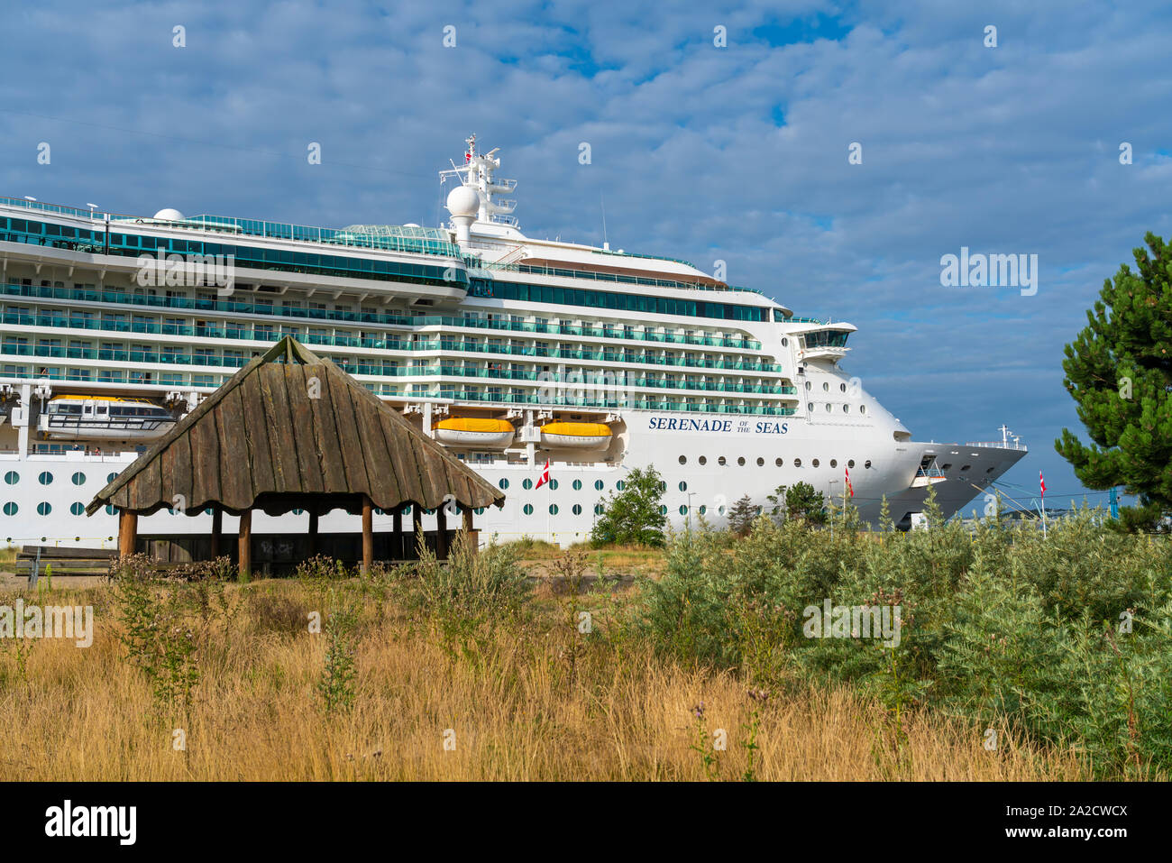 The cruise ship Serenade of the Seas in port at Fredericia, Denmark. Stock Photo