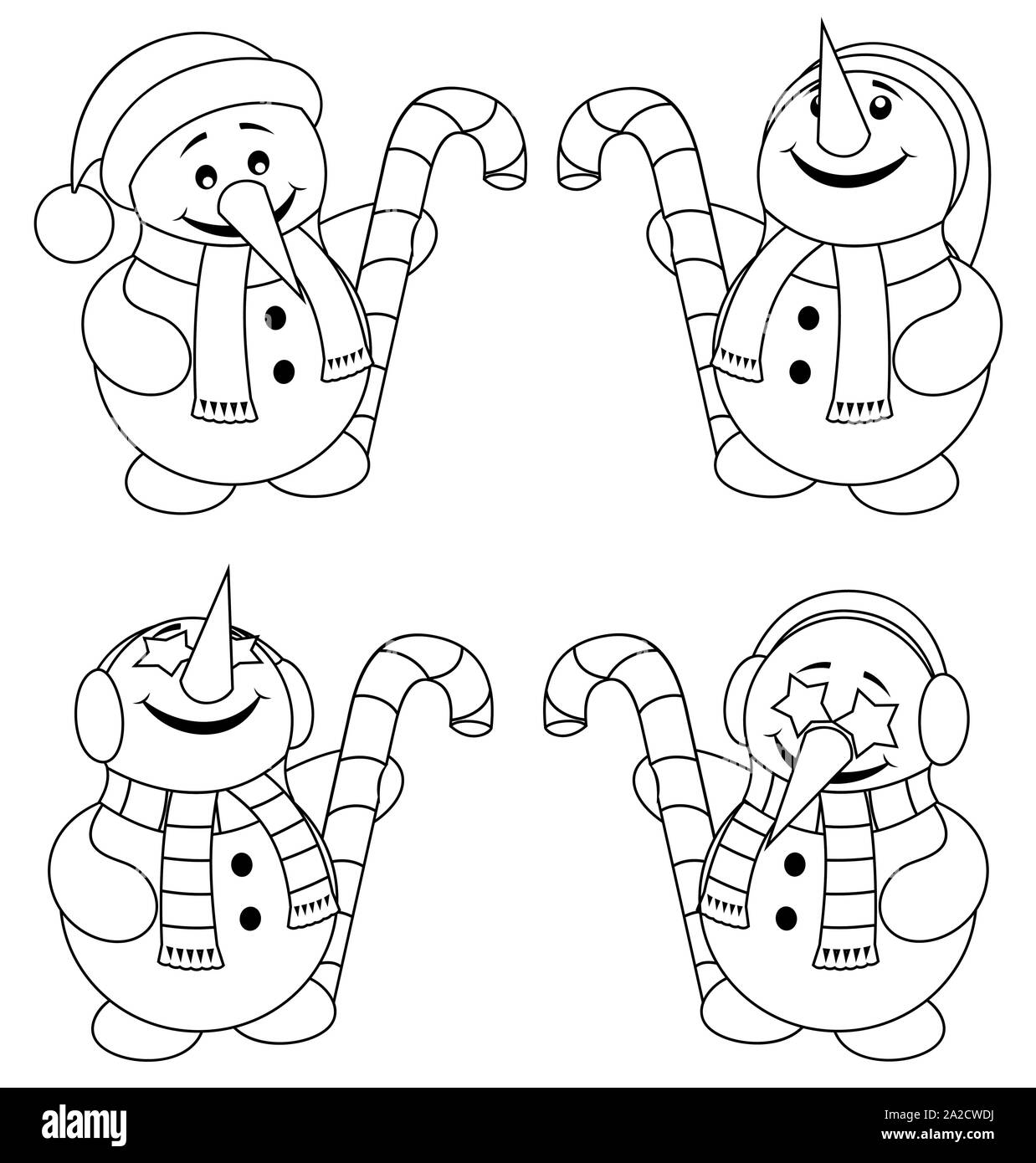 Little Snowman Line Art Stock Vector