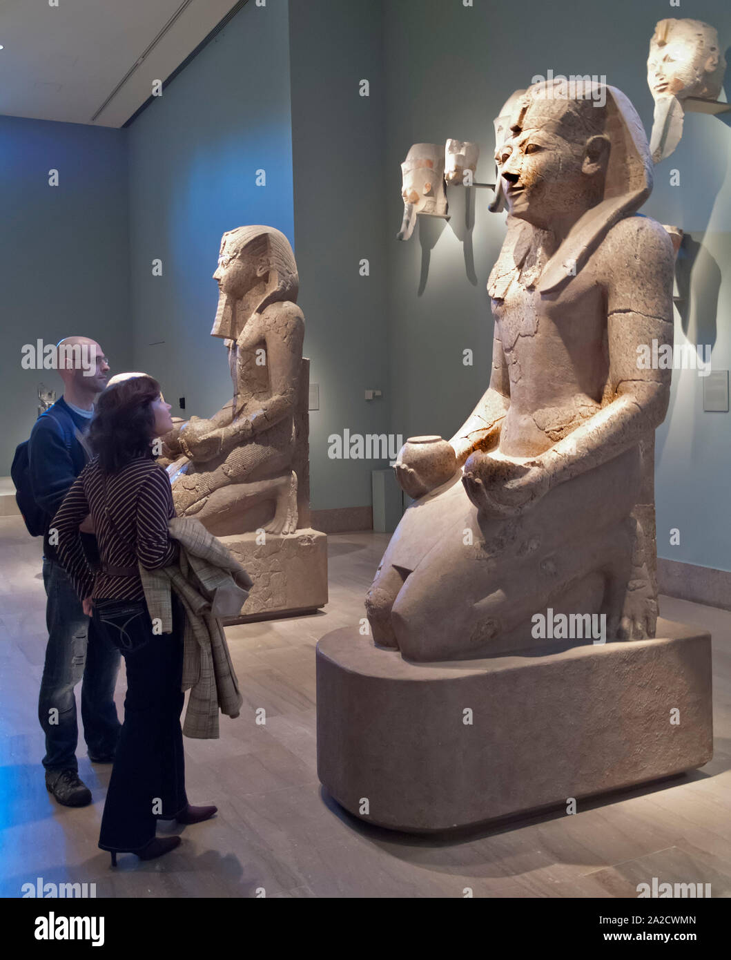 Ancient Egyptian sculptures in the MET, New York. Stock Photo