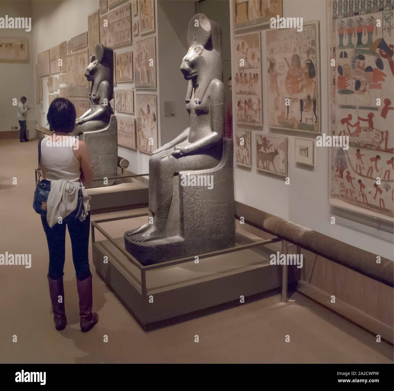 Ancient Egyptian sculptures and paintings in the MET, New York. Stock Photo
