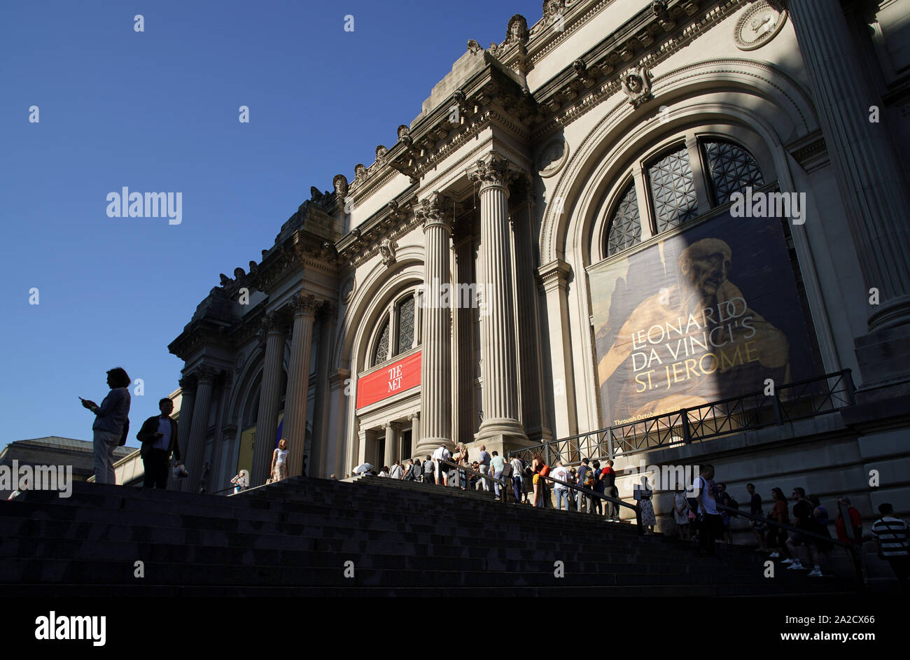 New York, United States. 02nd Oct, 2019. People wait to enter the Met Museum on the day of a press preview for 'The Last Knight' exhibit at The Met Fifth Avenue in New York City on Wednesday, October 2, 2019. The first major exhibition to focus on the critical role that armor played in the life and ambitions of Holy Roman Emperor Maximilian I (1459C1519) will open at The Metropolitan Museum of Art on October 7 coinciding with the 500th anniversary of Maximilian's death. Photo by John Angelillo/UPI Credit: UPI/Alamy Live News Stock Photo