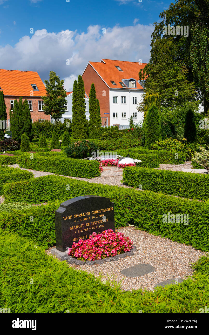 The Trinitatis Lutheran Church cemetery in Fredericia, Denmark. Stock Photo