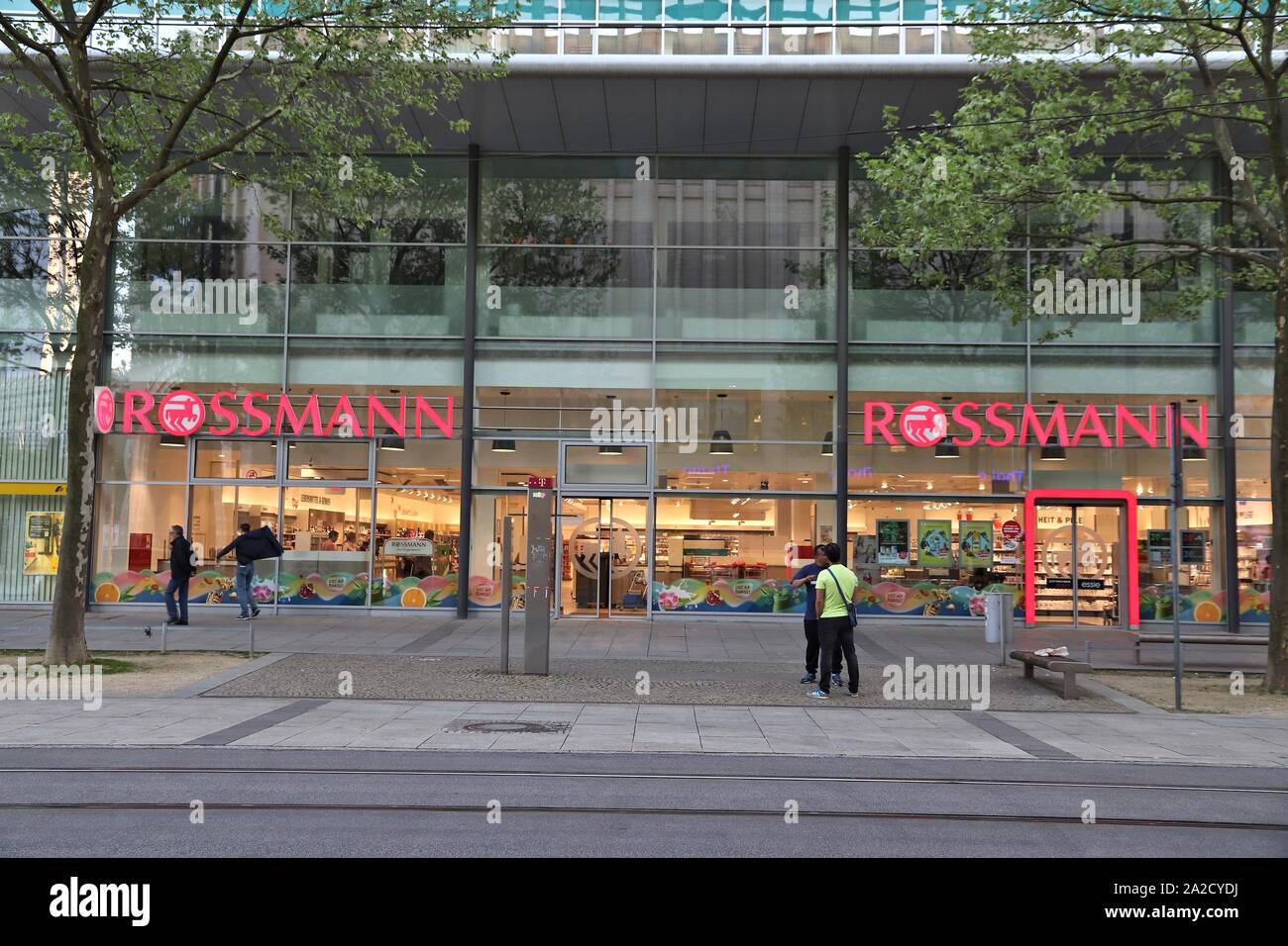 Entrance of a Rossmann Store. The Rossmann GmbH commonly known as Rossmann  Drogeria Parfumeria Cosmetic Shop is the second largest drugstore chain bas  Stock Photo - Alamy