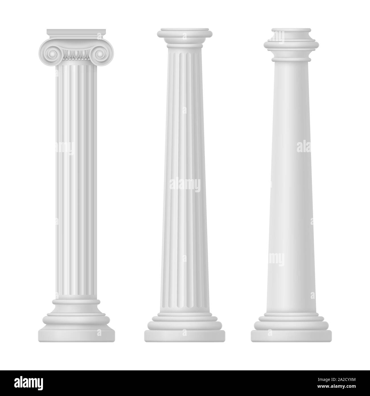 Ionic and tuscan, greek and egypt, rome column Stock Vector
