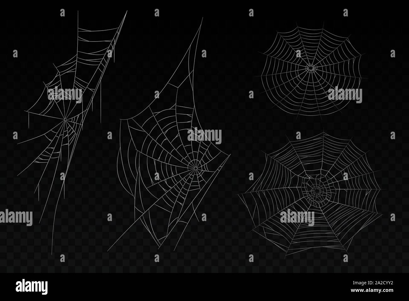 Set of isolated spider web. Halloween background Stock Vector