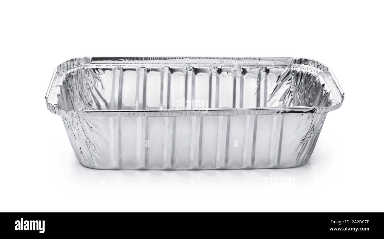 Empty disposable square aluminium foil baking dish isolated on white Stock  Photo - Alamy