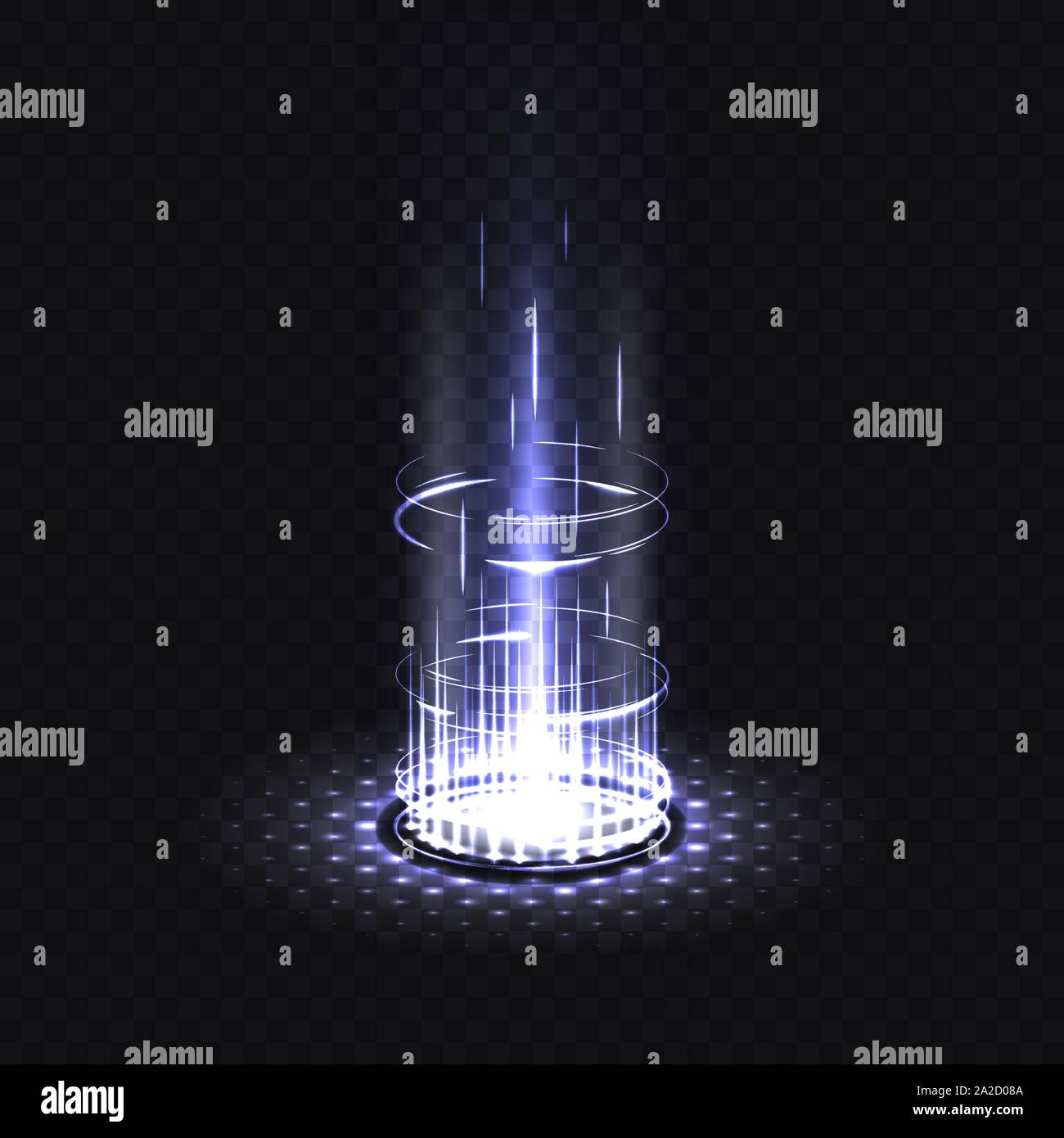 Radial blue glowing rays at night podium or scene Stock Vector