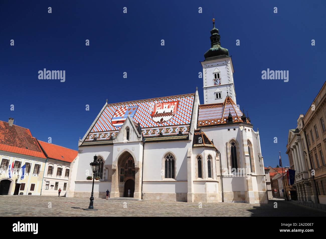 Zagreb city in Croatia. St. Mark's Church (Crkva sv. Marka). Stock Photo