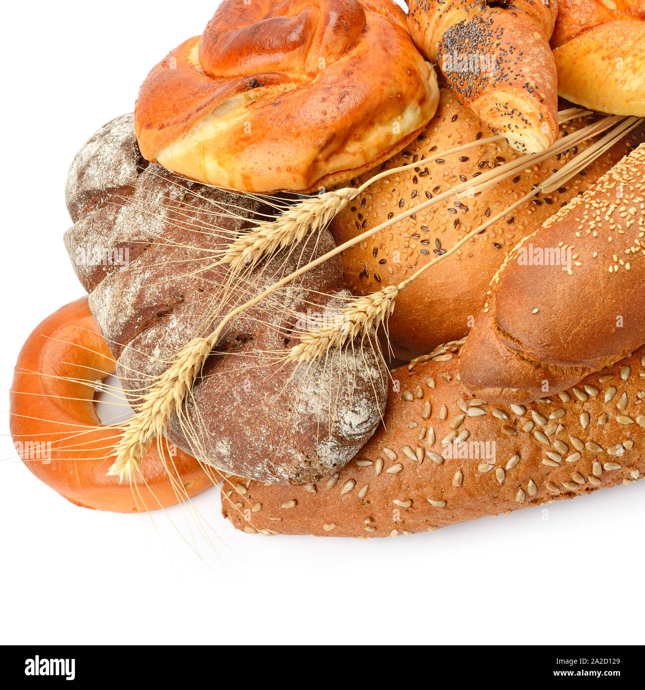 bread and bakery products isolated on white background Stock Photo - Alamy