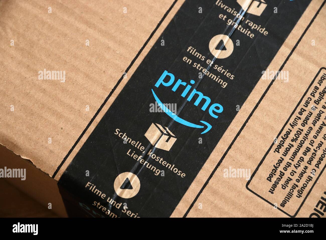 WARSAW, POLAND - AUGUST 23, 2019: Amazon Prime online store order delivered  package in Europe. Amazon is considered one of the Big Four global tech co  Stock Photo - Alamy