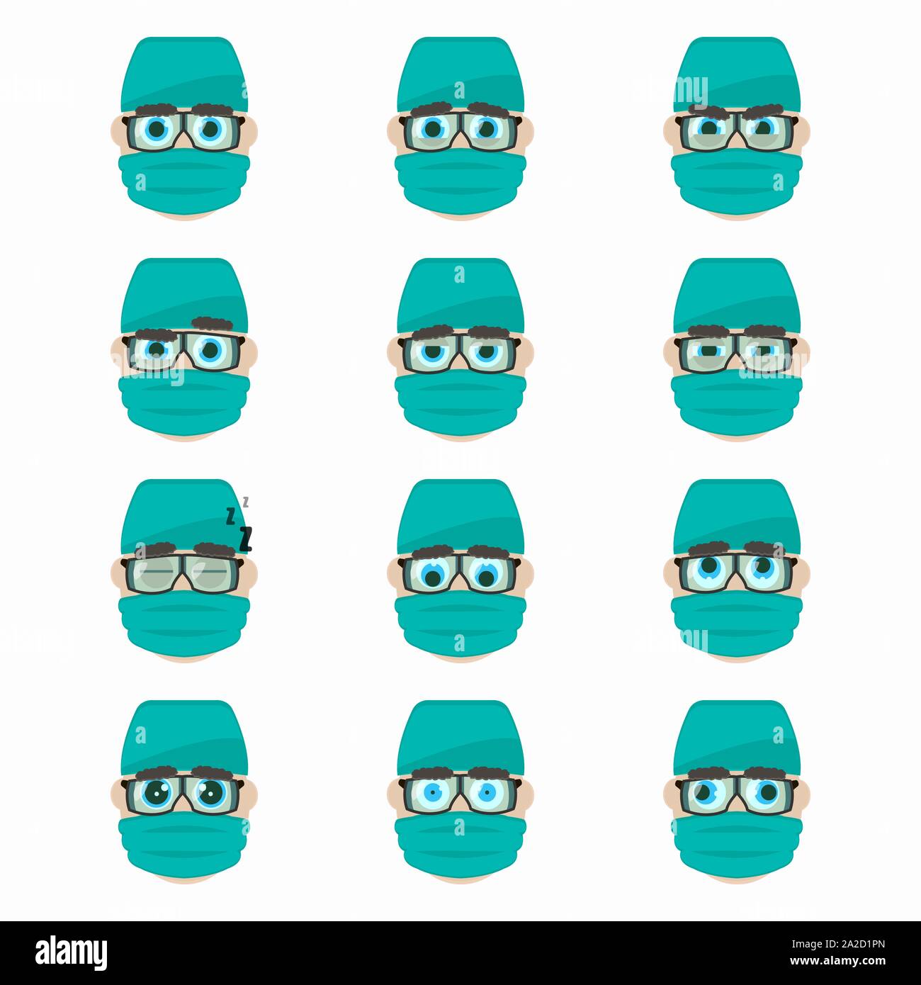 Set of cute surgeon emoticons. Vector illustration Stock Vector Image ...