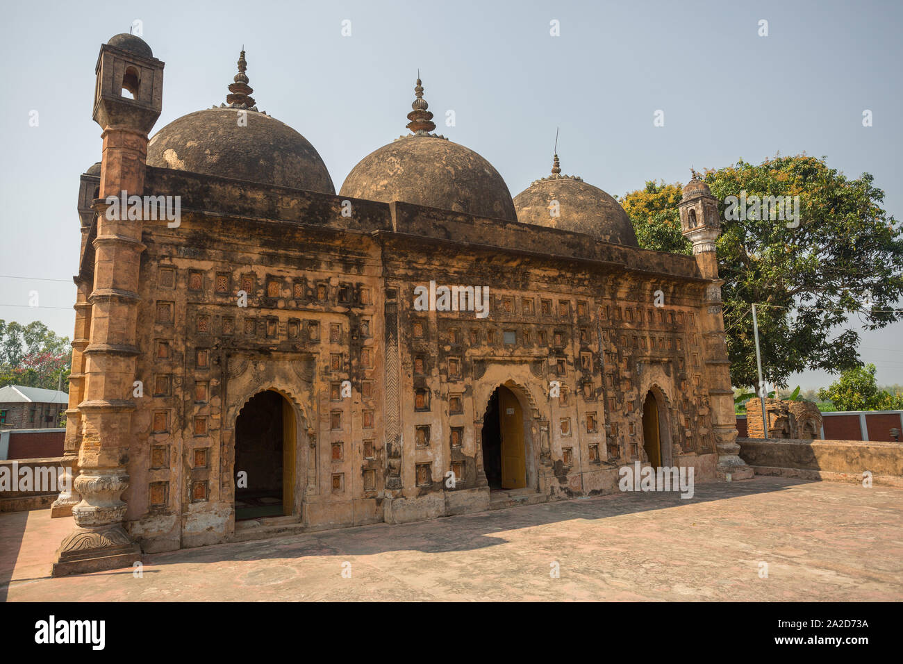 Bangladesh – March 2, 2019: Nayabad Mosque Side views, is located in Nayabad village in Kaharole Upazila of Dinajpur District, Bangladesh. Stock Photo