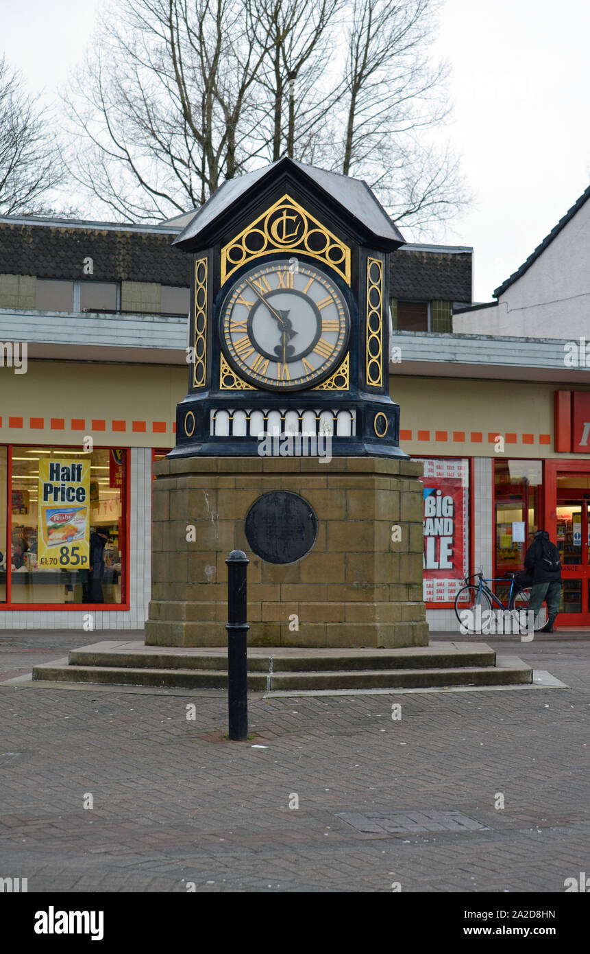 The Milngavie clock was originally housed on a fourth floor turret of the department store in Sauchiehall Street, Glasgow, called Copland & Lye Stock Photo