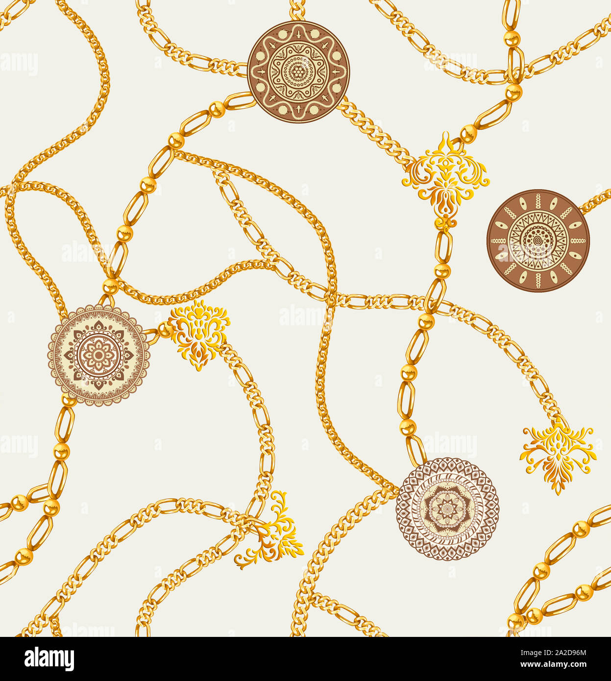 Seamless pattern with golden chains. Vintage luxury precious on white ...