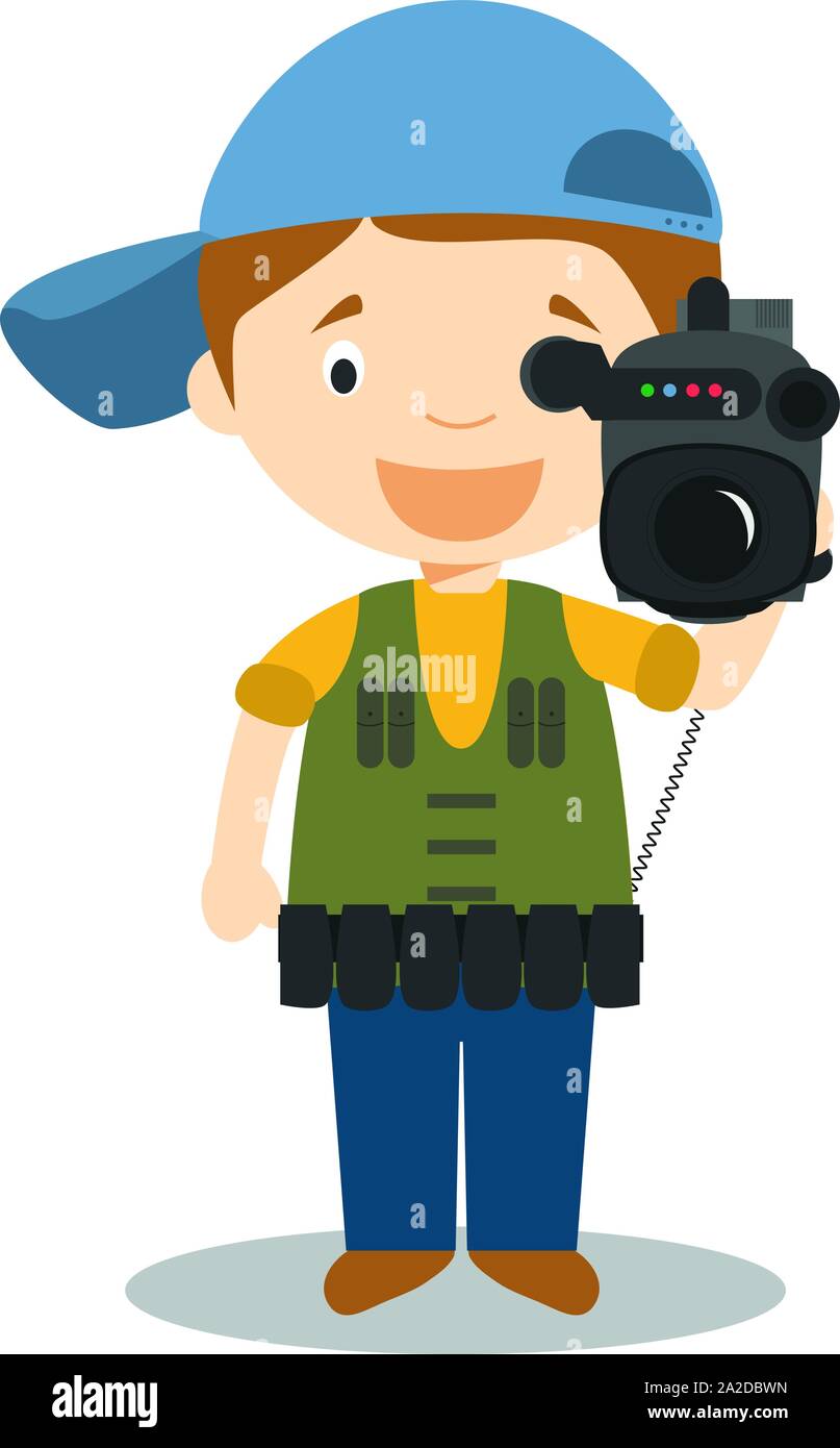 Cute cartoon vector illustration of a cameraman Stock Vector