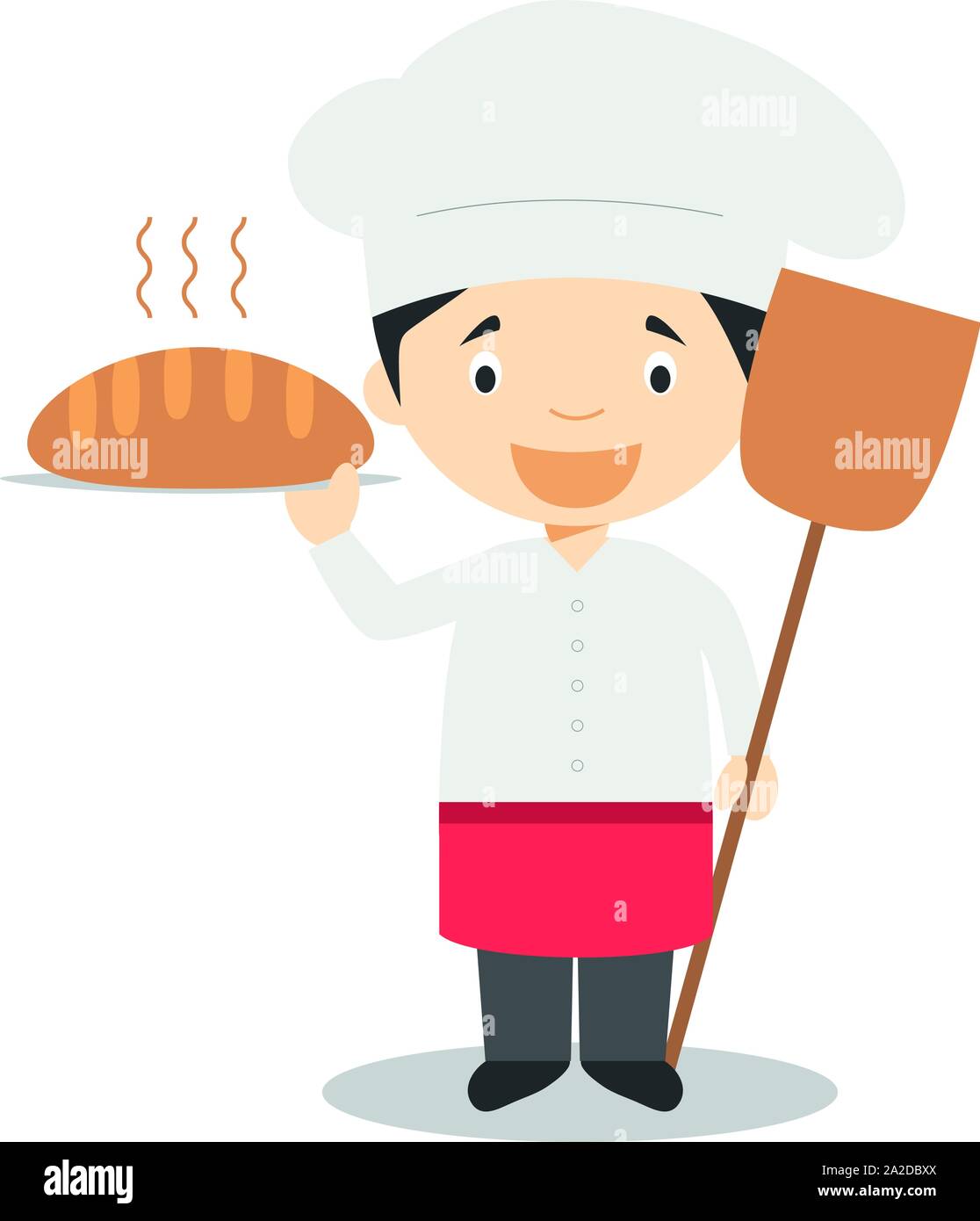 Cartoon of a cute Happy Pastry Chef, in a Chef uniform, with some kitchen  tools. This illustration is part of a collection of different professions  Stock Photo - Alamy