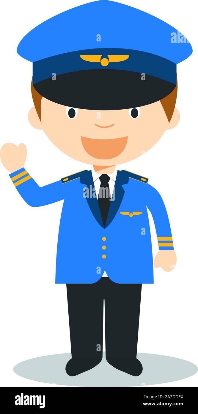 Cute cartoon vector illustration of a pilot Stock Vector