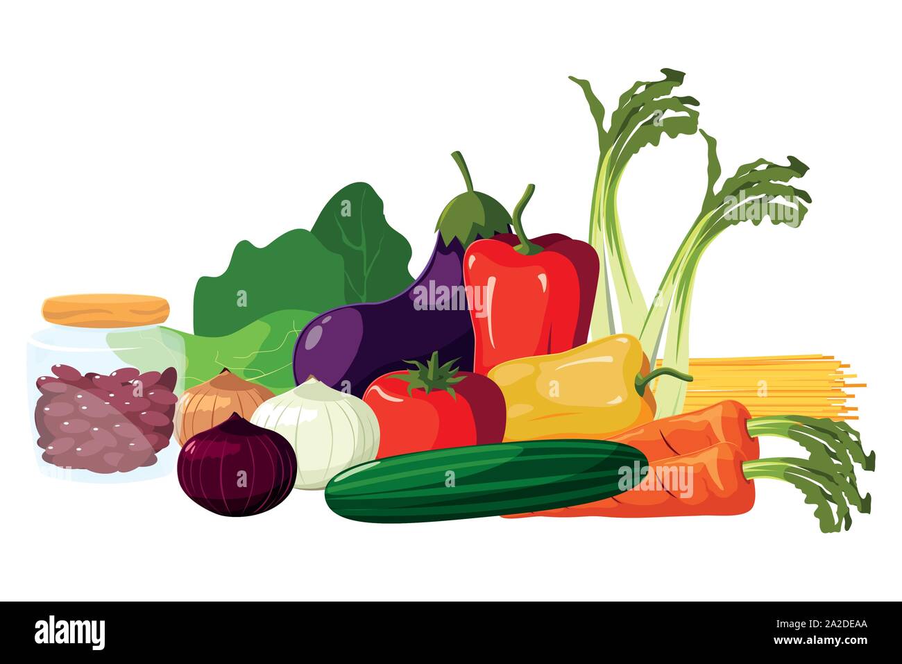 Vegetables set design, organic food healthy fresh natural market and ...