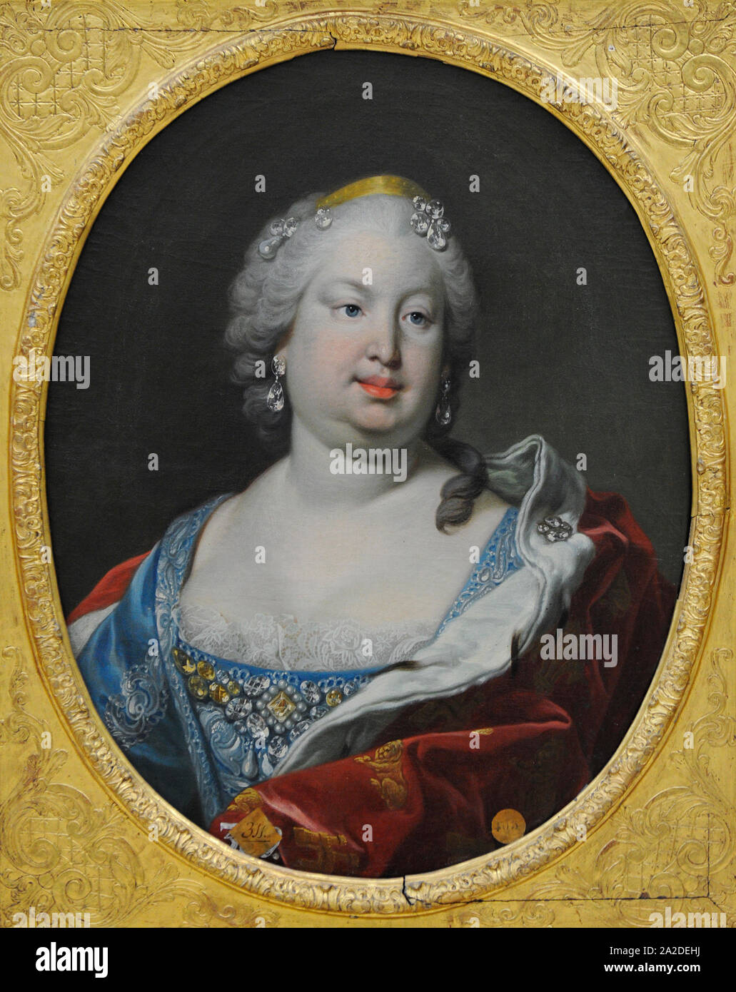 Barbara of Portugal (1711-1758). Queen of Spain, spouse of Ferdinand VI. Portrait by Louis Michel Van Loo (1707-1771). San Fernando Royal Academy of Fine Arts. Madrid. Spain. Stock Photo