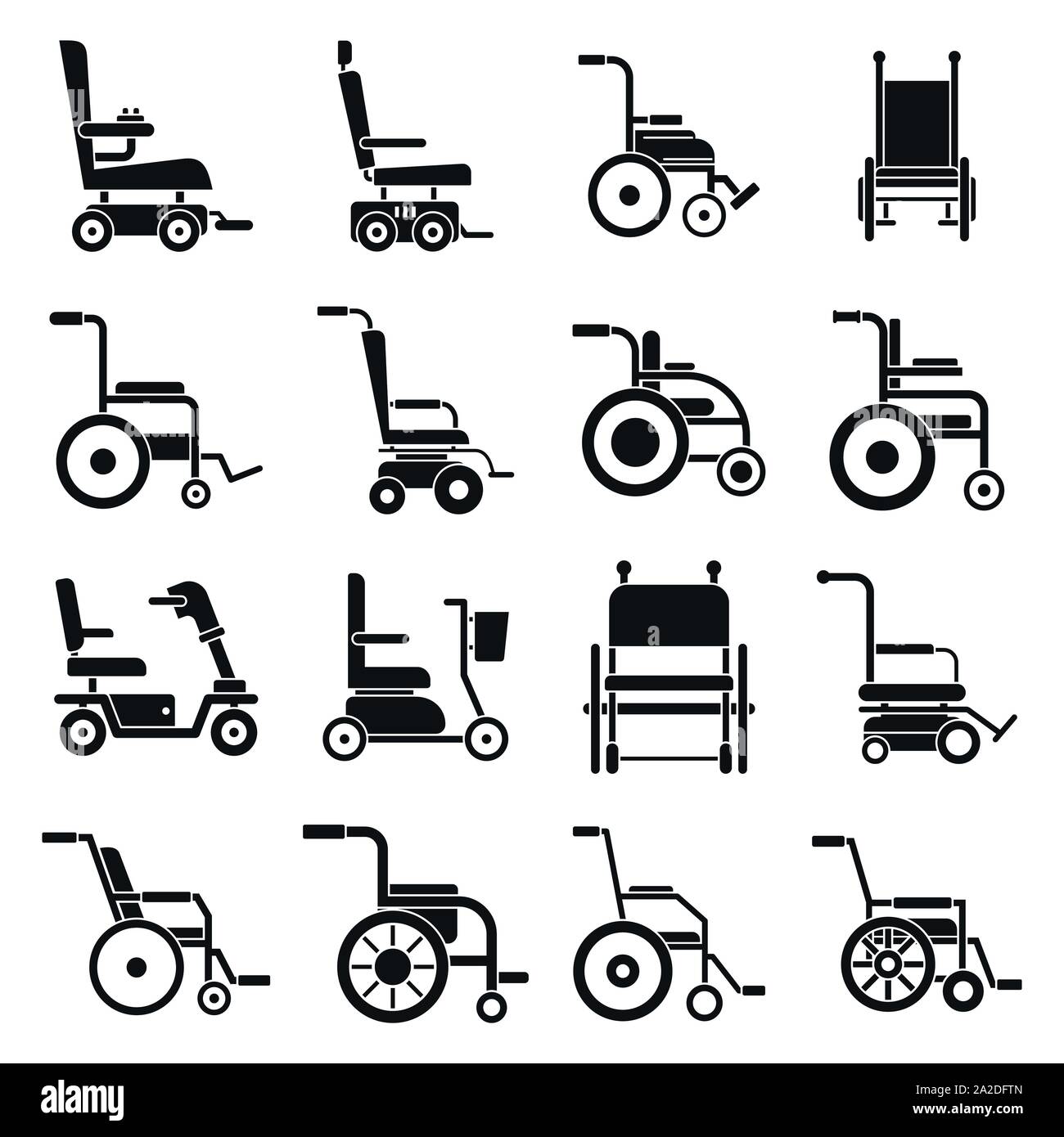 Mobility wheelchair icons set. Simple set of mobility wheelchair vector icons for web design on white background Stock Vector