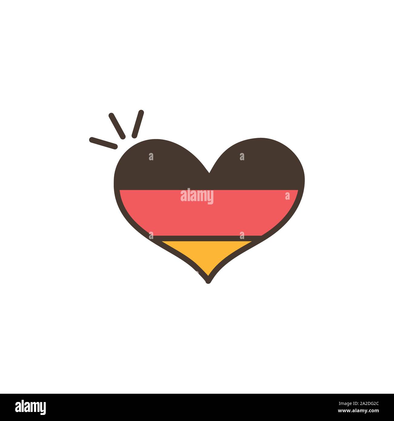 heart german flag oktoberfest icon line filled vector illustration ...