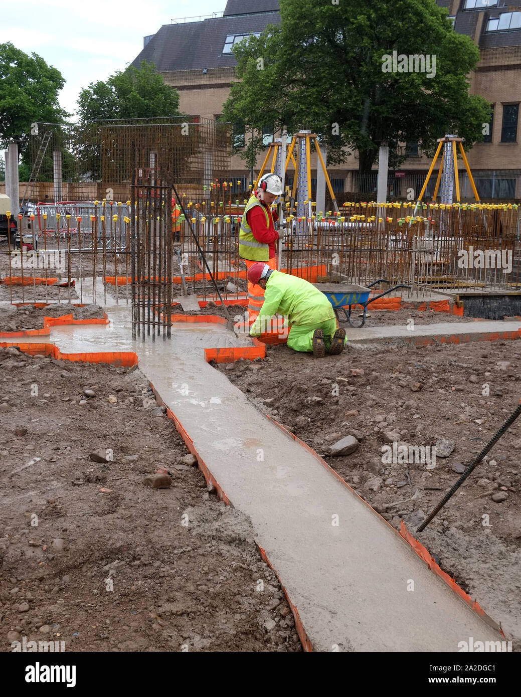 June 2016 - Construction work in progress on the base footings, Stock Photo