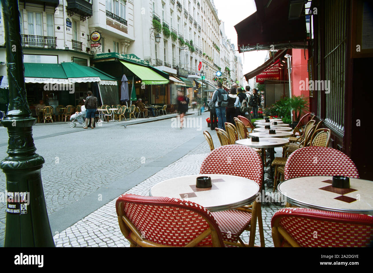 Paris street scene - Rue Montorgueil Stock Photo