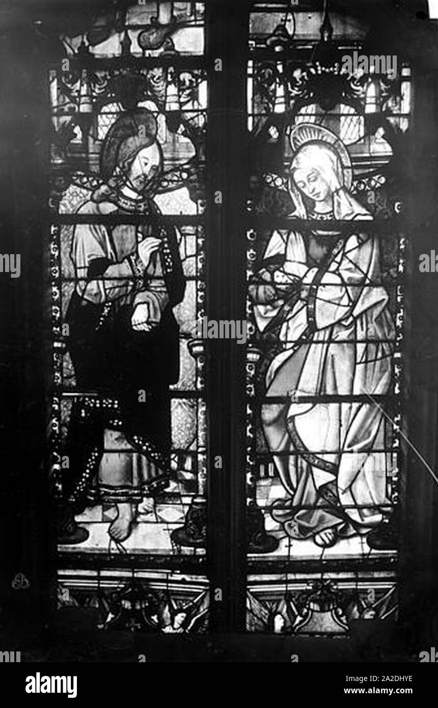 Eglise Saint-Martin - Vitrail baie 8 (partie inférieure) Jésus et la Vierge Marie - Montmorency - Médiathèque de l'architecture et du patrimoine - Stock Photo