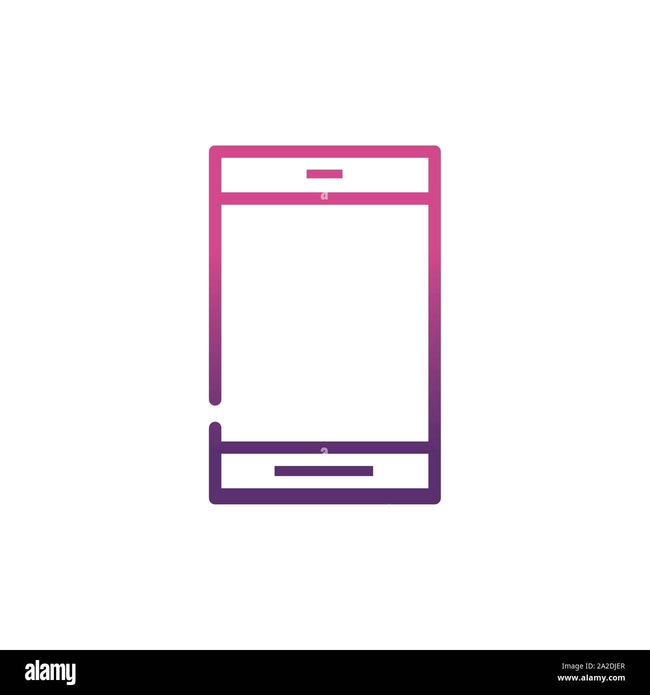 smartphone device network social media icon line gradient vector illustration Stock Vector