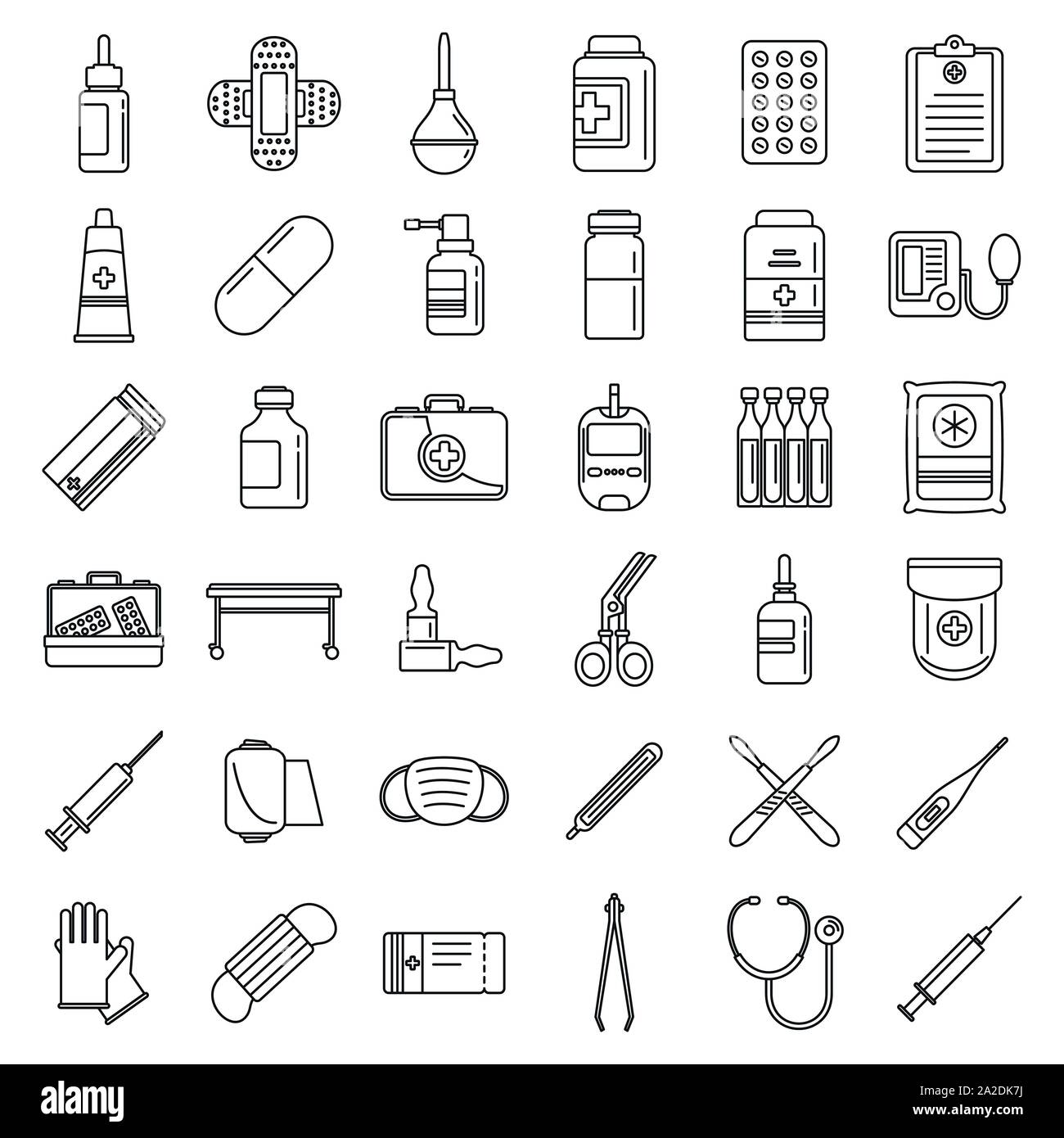 Emergency Medicine Icons Set. Outline Set Of Emergency Medicine Vector 