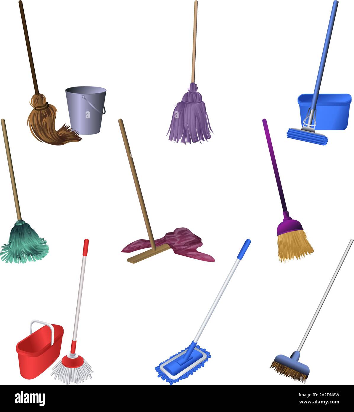 Mop icons set. Cartoon set of mop vector icons for web design Stock Vector  Image & Art - Alamy