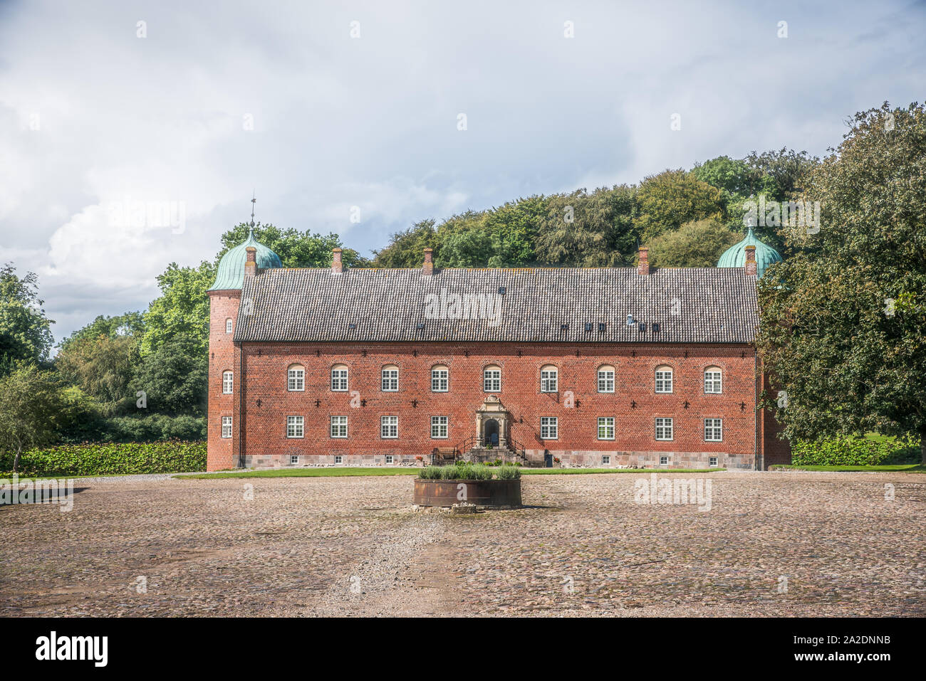 Rosenvold manor, a red brick building, dates back to the 16th century, Vejle, Denmark, September 2, 2019 Stock Photo