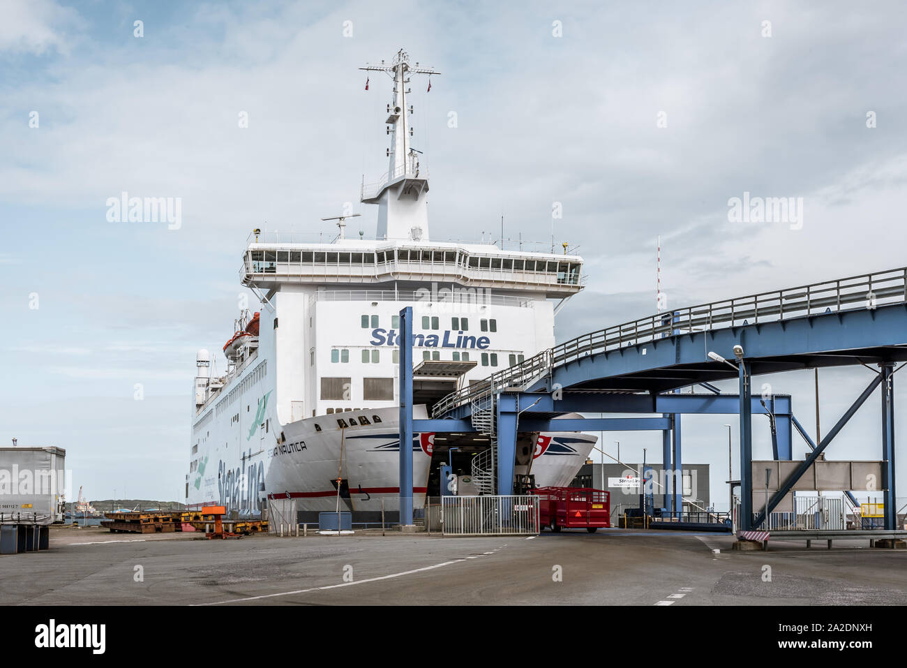 The car ferry Stena Nautika in the harbour of Grenaa, Denmark, September 6, 2019 Stock Photo
