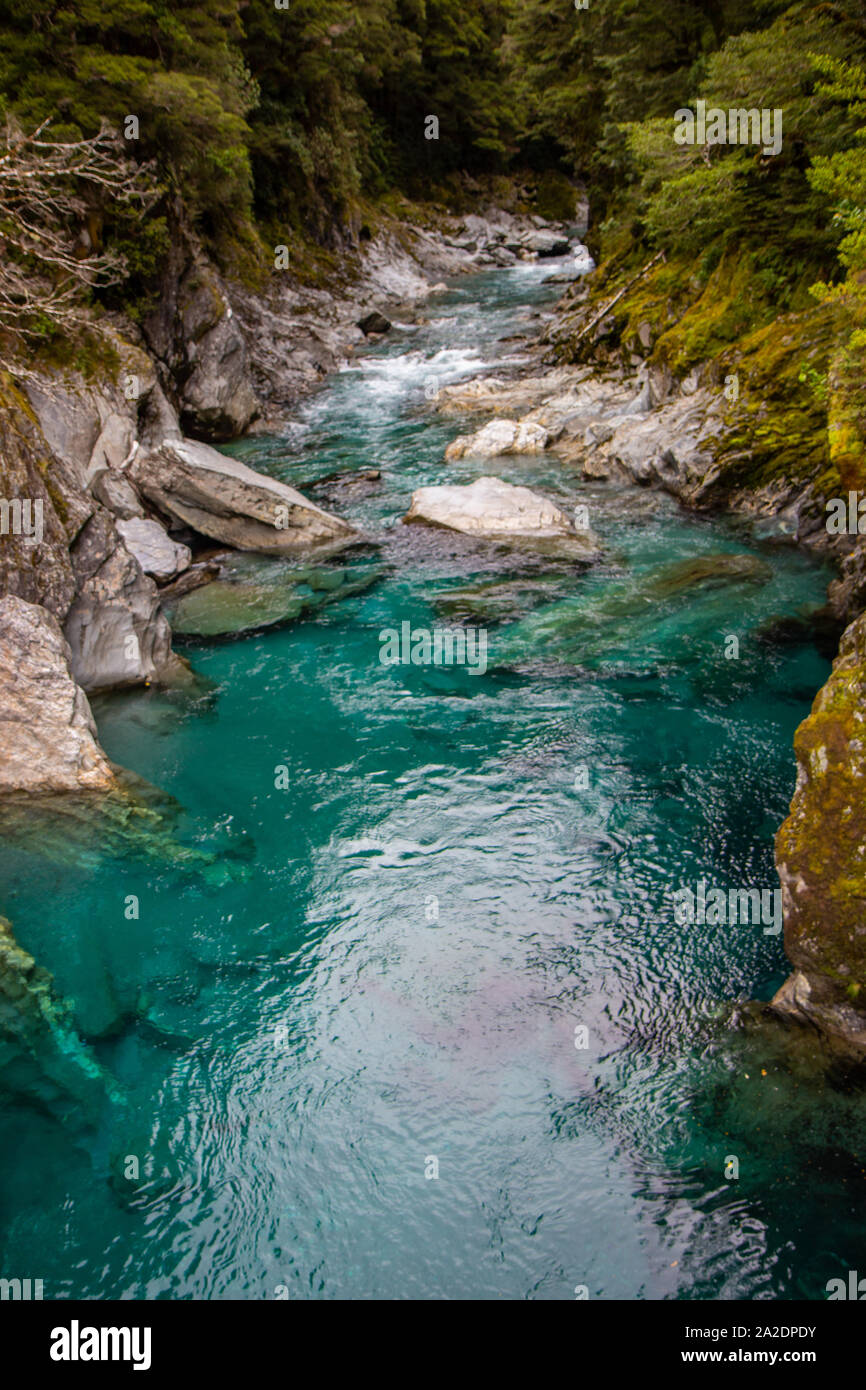 view of The Blue Pool - the Young River valley. Stock Photo