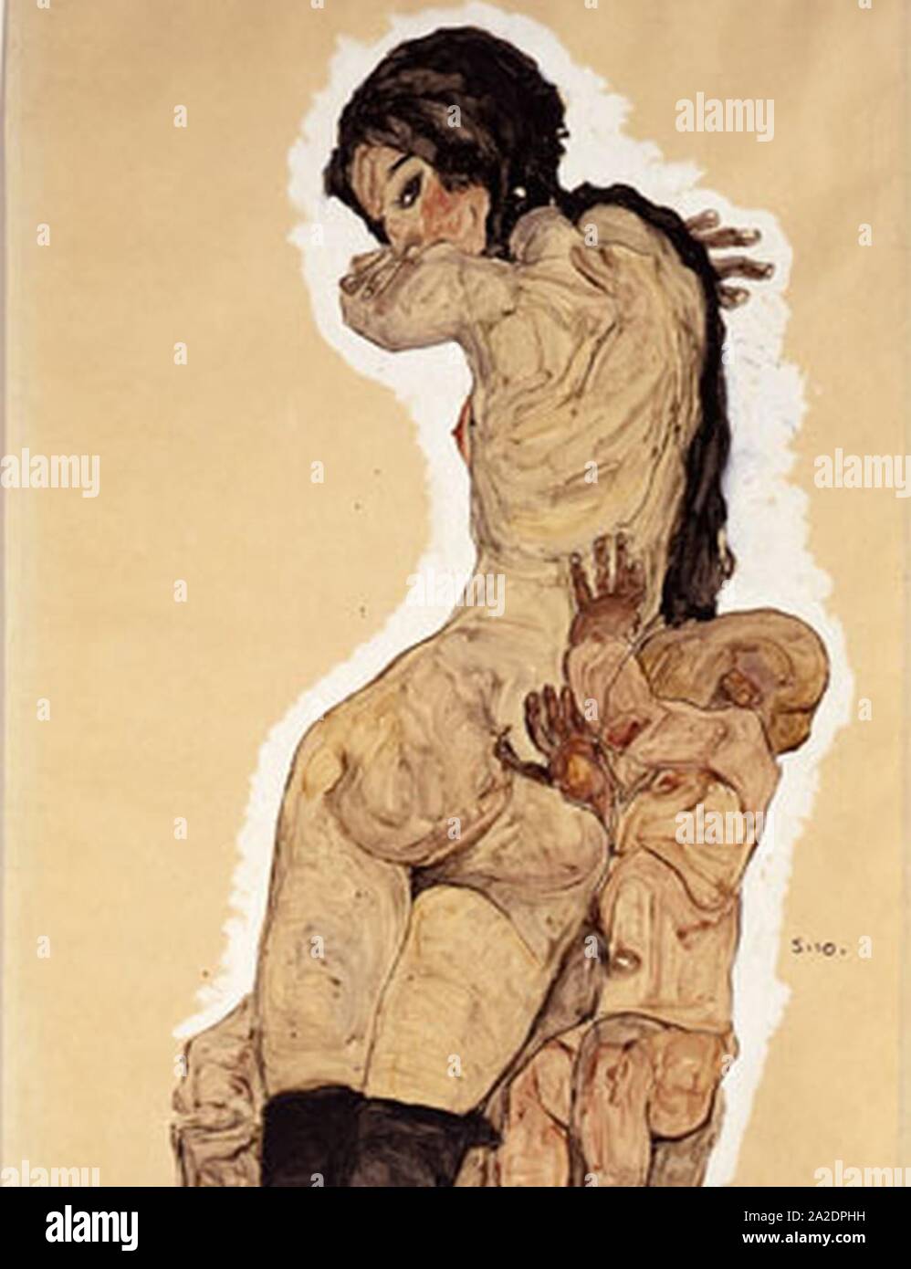Egon Schiele Woman with Homunculus 1910.. Stock Photo